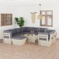 vidaXL Set Divani da Giardino su Pallet 10 pz con Cuscini Legno Abete vidaXL Set Divani da Giardino su Pallet 10 pz con Cuscini Legno Abete