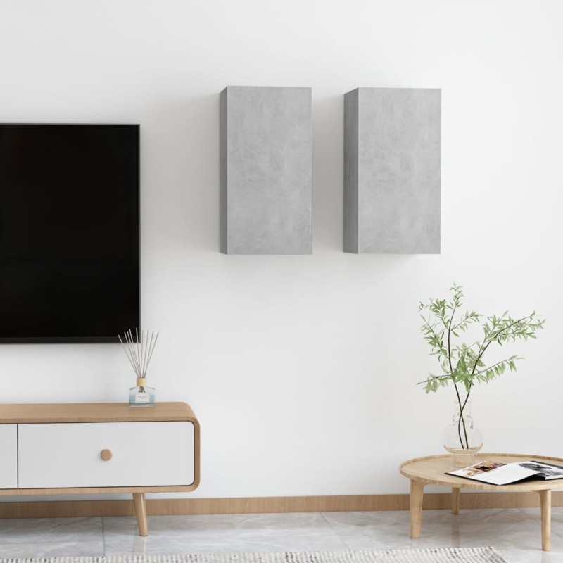 Mobili TV Grigio Cemento 2 pz 30,5x30x60 cm in Truciolato Mobili TV Grigio Cemento 2 pz 30,5x30x60 cm in Truciolato