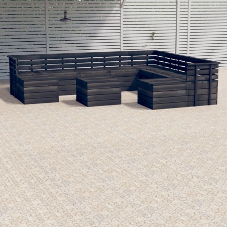 vidaXL Set Divani da Giardino su Pallet 11 pz Legno Pino Grigio Scuro