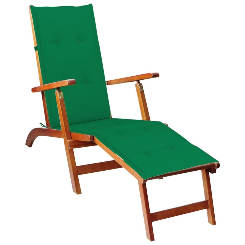 vidaXL Sdraio da Esterni con Poggiapiedi e Cuscino Massello di Acacia vidaXL Sdraio da Esterni con Poggiapiedi e Cuscino Massello di Acacia