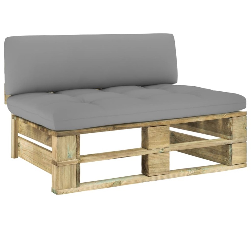vidaXL Divano Centrale da Giardino Pallet Legno Pino Impregnato Verde vidaXL Divano Centrale da Giardino Pallet Legno Pino Impregnato Verde