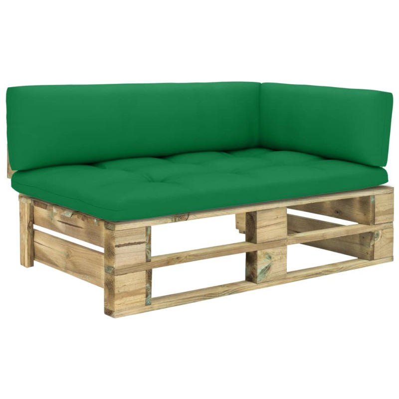 vidaXL Divano Angolare da Giardino Pallet Legno Pino Impregnato Verde vidaXL Divano Angolare da Giardino Pallet Legno Pino Impregnato Verde