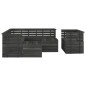 vidaXL Set Divani da Giardino su Pallet 10 pz Legno Pino Grigio Scuro