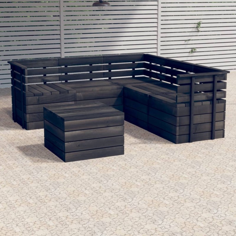 vidaXL Set Divani da Giardino su Pallet 6 pz Legno Pino Grigio Scuro vidaXL Set Divani da Giardino su Pallet 6 pz Legno Pino Grigio Scuro
