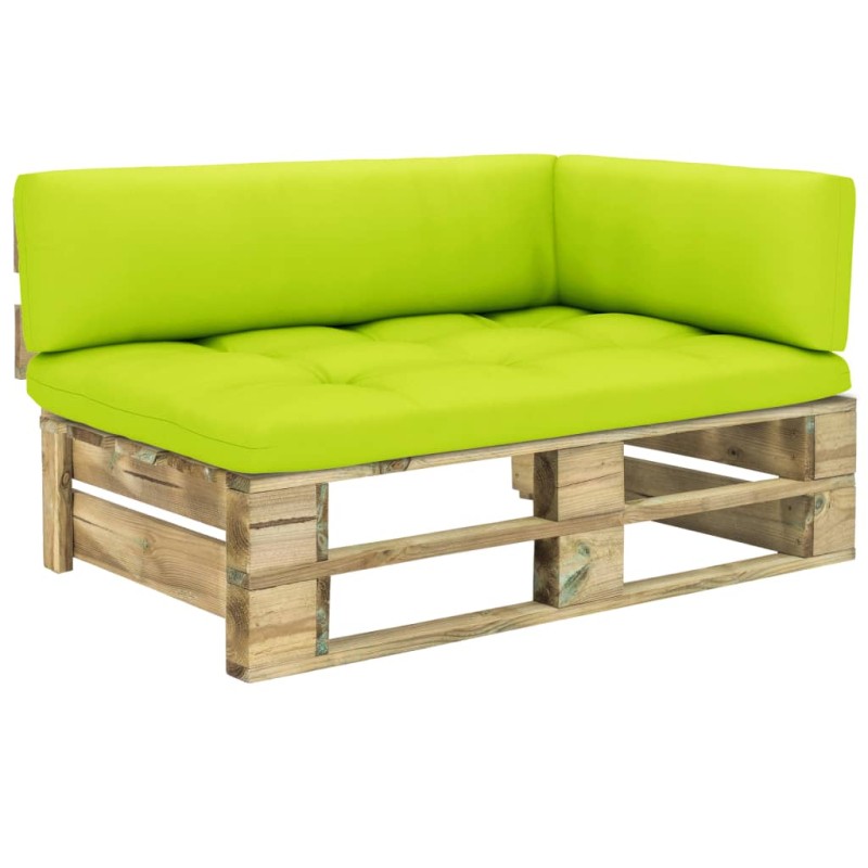 vidaXL Divano Angolare da Giardino Pallet Legno Pino Impregnato Verde vidaXL Divano Angolare da Giardino Pallet Legno Pino Impregnato Verde