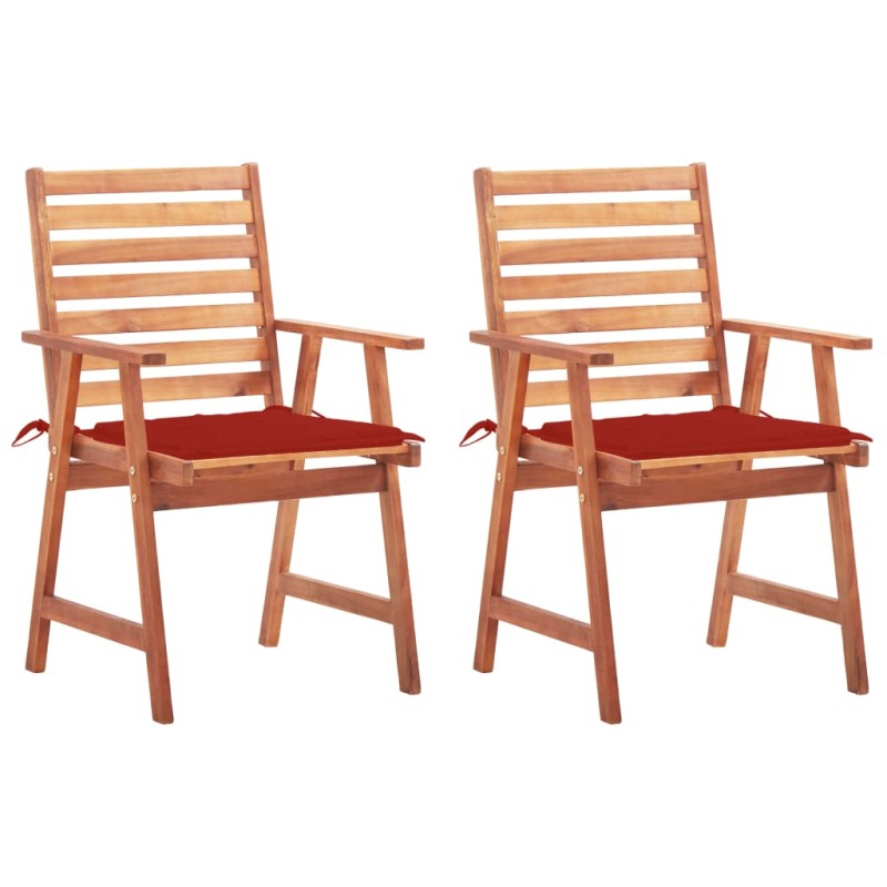 vidaXL Sedie da Pranzo da Esterni con Cuscini 2 pz Massello di Acacia vidaXL Sedie da Pranzo da Esterni con Cuscini 2 pz Massello di Acacia