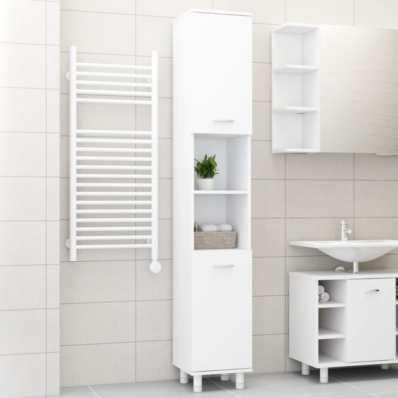 vidaXL Mobile da Bagno Bianco 30x30x179 cm in Legno Multistrato vidaXL Mobile da Bagno Bianco 30x30x179 cm in Legno Multistrato