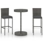 vidaXL Set Bar da Giardino 3 pz con Cuscini in Polyrattan Grigio vidaXL Set Bar da Giardino 3 pz con Cuscini in Polyrattan Grigio
