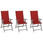 vidaXL Sedie da Giardino Reclinabili 3 pz con Cuscini Massello Acacia vidaXL Sedie da Giardino Reclinabili 3 pz con Cuscini Massello Acacia