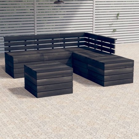 vidaXL Set Divani da Giardino su Pallet 6 pz Legno Pino Grigio Scuro