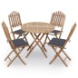 vidaXL Set da Pranzo da Giardino 5 pz Pieghevole con Cuscini in Bambù vidaXL Set da Pranzo da Giardino 5 pz Pieghevole con Cuscini in Bambù