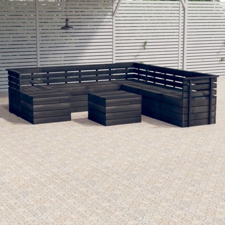vidaXL Set Divani da Giardino su Pallet 9 pz Legno Pino Grigio Scuro