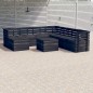 vidaXL Set Divani da Giardino su Pallet 9 pz Legno Pino Grigio Scuro vidaXL Set Divani da Giardino su Pallet 9 pz Legno Pino Grigio Scuro