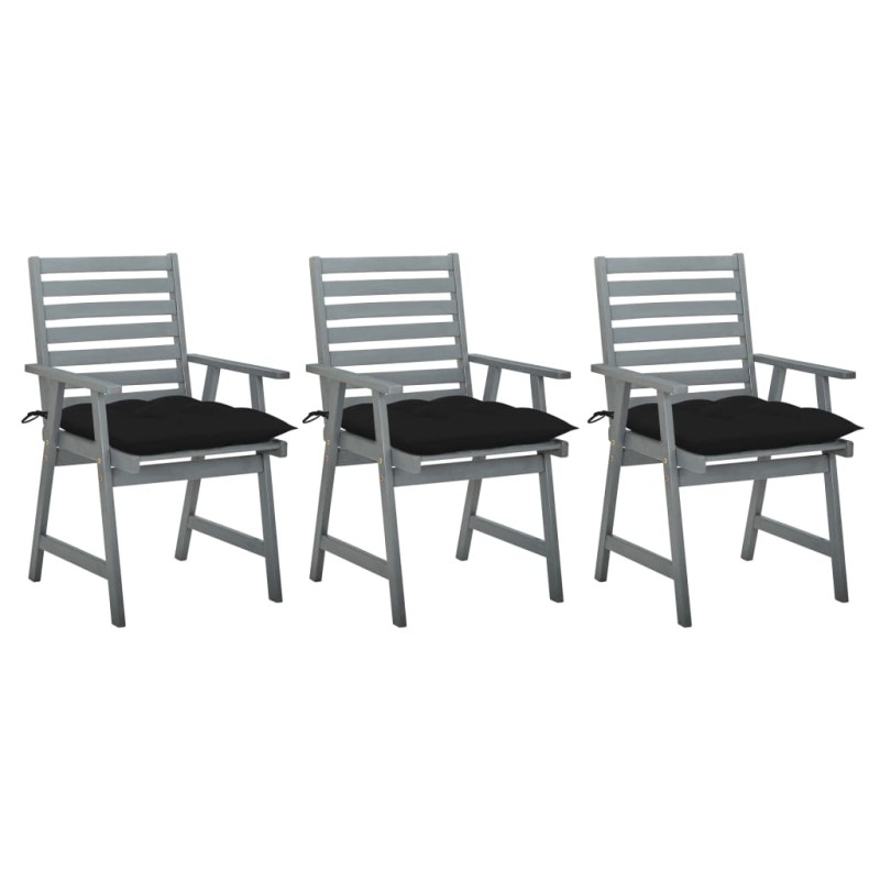 vidaXL Sedie da Pranzo da Esterni con Cuscini 3 pz Massello di Acacia vidaXL Sedie da Pranzo da Esterni con Cuscini 3 pz Massello di Acacia