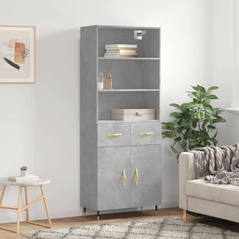 vidaXL Credenza Grigio Cemento 69,5x34x180 cm in Legno Multistrato vidaXL Credenza Grigio Cemento 69,5x34x180 cm in Legno Multistrato