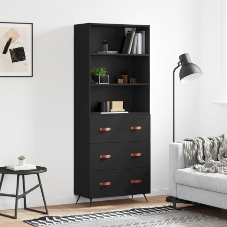 vidaXL Credenza Nera 69,5x34x180 cm in Legno Multistrato