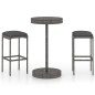 vidaXL Set Bar da Giardino 3 pz con Cuscini in Polyrattan Grigio vidaXL Set Bar da Giardino 3 pz con Cuscini in Polyrattan Grigio
