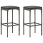 vidaXL Set Bar da Giardino 3 pz con Cuscini in Polyrattan Grigio vidaXL Set Bar da Giardino 3 pz con Cuscini in Polyrattan Grigio
