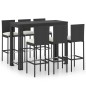 vidaXL Set Bar da Giardino 7 pz con Cuscini in Polyrattan Crema vidaXL Set Bar da Giardino 7 pz con Cuscini in Polyrattan Crema
