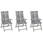 vidaXL Sedie da Giardino Reclinabili 3 pz con Cuscini Massello Acacia vidaXL Sedie da Giardino Reclinabili 3 pz con Cuscini Massello Acacia