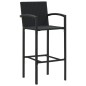 vidaXL Set Bar da Giardino 3 pz con Braccioli in Polyrattan Nero