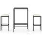vidaXL Set Bar da Giardino 3 pz con Cuscini Polyrattan Nero vidaXL Set Bar da Giardino 3 pz con Cuscini Polyrattan Nero