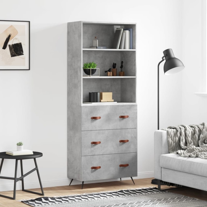vidaXL Credenza Grigio Cemento 69,5x34x180 cm in Legno Multistrato vidaXL Credenza Grigio Cemento 69,5x34x180 cm in Legno Multistrato