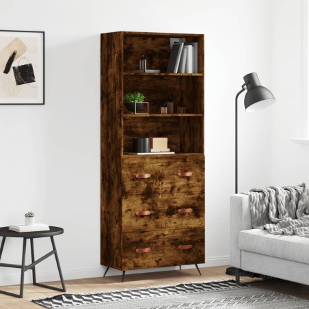 vidaXL Credenza Rovere Fumo  69,5x34x180 cm in Legno Multistrato