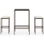 vidaXL Set Bar da Giardino 3 pz con Cuscini Polyrattan Marrone