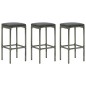 vidaXL Set Bar da Giardino 4 pz con Cuscini Grigio vidaXL Set Bar da Giardino 4 pz con Cuscini Grigio