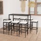 vidaXL Set da Bar da Giardino 9 pz con Cuscini in Polyrattan Nero