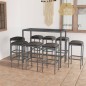 vidaXL Set da Bar per Giardino 9 pz con Cuscini in Polyrattan Grigio vidaXL Set da Bar per Giardino 9 pz con Cuscini in Polyrattan Grigio