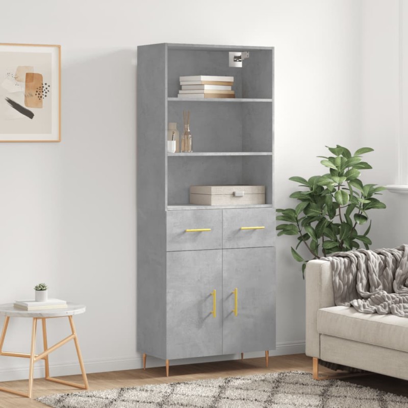 vidaXL Credenza Grigio Cemento 69,5x34x180 cm in Legno Multistrato vidaXL Credenza Grigio Cemento 69,5x34x180 cm in Legno Multistrato