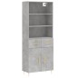 vidaXL Credenza Grigio Cemento 69,5x34x180 cm in Legno Multistrato vidaXL Credenza Grigio Cemento 69,5x34x180 cm in Legno Multistrato