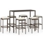 vidaXL Set da Bar da Giardino 7 pz con Cuscini in Polyrattan Marrone vidaXL Set da Bar da Giardino 7 pz con Cuscini in Polyrattan Marrone