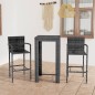 vidaXL Set Bar da Giardino 3 pz con Braccioli in Polyrattan Grigio vidaXL Set Bar da Giardino 3 pz con Braccioli in Polyrattan Grigio