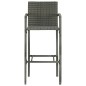 vidaXL Set Bar da Giardino 3 pz con Braccioli in Polyrattan Grigio vidaXL Set Bar da Giardino 3 pz con Braccioli in Polyrattan Grigio