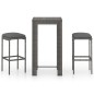 vidaXL Set Bar da Giardino 3 pz con Cuscini in Polyrattan Grigio