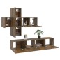 Set di Mobili Porta TV 7 pz Rovere Fumo in Legno Multistrato Set di Mobili Porta TV 7 pz Rovere Fumo in Legno Multistrato