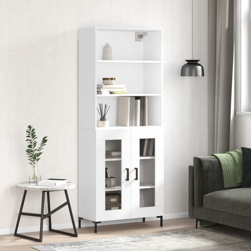 vidaXL Credenza Bianco Lucido 69,5x34x180 cm in Legno Multistrato vidaXL Credenza Bianco Lucido 69,5x34x180 cm in Legno Multistrato