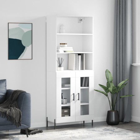 vidaXL Credenza Bianca 69,5x34x180 cm in Legno Multistrato