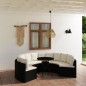 vidaXL Set Divani da Giardino 7 pz con Cuscini in Polyrattan Nero vidaXL Set Divani da Giardino 7 pz con Cuscini in Polyrattan Nero