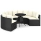 vidaXL Set Divani da Giardino 7 pz con Cuscini in Polyrattan Nero vidaXL Set Divani da Giardino 7 pz con Cuscini in Polyrattan Nero