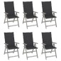 vidaXL Sedie da Giardino Reclinabili 6 pz con Cuscini Massello Acacia vidaXL Sedie da Giardino Reclinabili 6 pz con Cuscini Massello Acacia