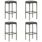 vidaXL Set da Bar da Giardino 5 pz con Cuscini in Polyrattan Grigio vidaXL Set da Bar da Giardino 5 pz con Cuscini in Polyrattan Grigio