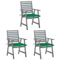 vidaXL Sedie da Pranzo da Esterni con Cuscini 3 pz Massello di Acacia vidaXL Sedie da Pranzo da Esterni con Cuscini 3 pz Massello di Acacia