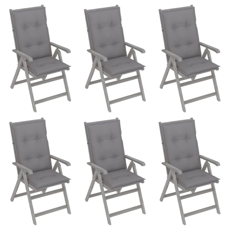 vidaXL Sedie da Giardino Reclinabili 6 pz con Cuscini Massello Acacia