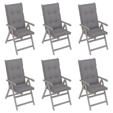 vidaXL Sedie da Giardino Reclinabili 6 pz con Cuscini Massello Acacia