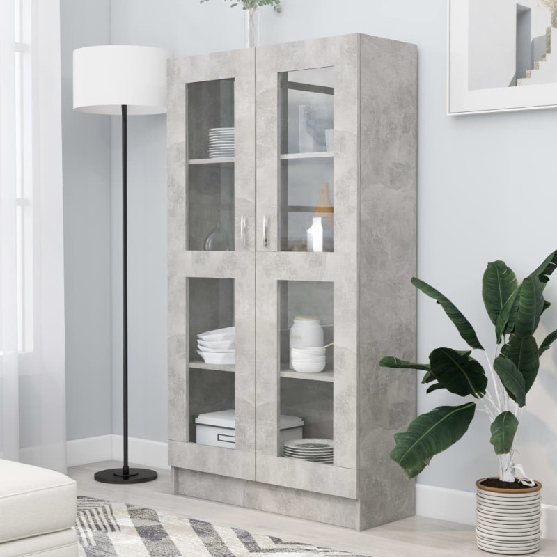 Armadietto e Vetrina Grigio Cemento 82,5x30,5x150 cm Truciolato Armadietto e Vetrina Grigio Cemento 82,5x30,5x150 cm Truciolato