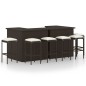 vidaXL Set da Bar da Giardino 8 pz con Cuscini in Polyrattan Marrone vidaXL Set da Bar da Giardino 8 pz con Cuscini in Polyrattan Marrone